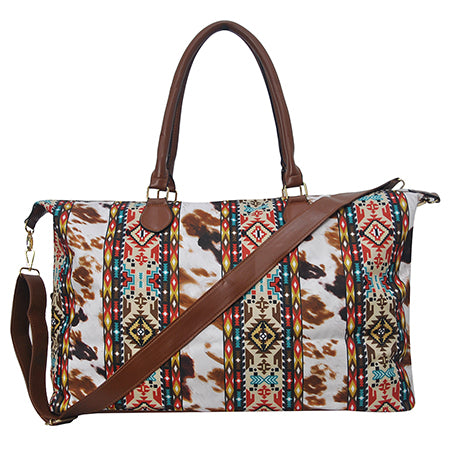 ACFA1151BLACK-1.jpg !SALE! Tribal Cow Print Weekender Bag