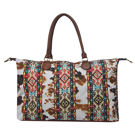 ACFA1151BLACK-2.jpg !SALE! Tribal Cow Print Weekender Bag