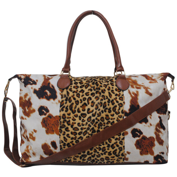 COF1151BLACK-1.jpg !HOT DEAL! DEAL! Cow Print with Leopard Faux Fur Weekender Bag