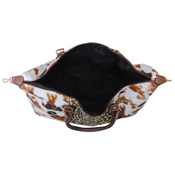 COF1151BLACK-3.jpg !HOT DEAL! DEAL! Cow Print with Leopard Faux Fur Weekender Bag
