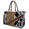 COW1151BLK.jpg !HOT DEAL! DEAL! Black Cow With Leopard Faux Fur Weekender Bag