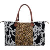 COW1151BLK-2.jpg !HOT DEAL! DEAL! Black Cow With Leopard Faux Fur Weekender Bag