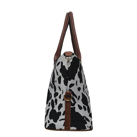 COW1151BLK-3.jpg !HOT DEAL! DEAL! Black Cow With Leopard Faux Fur Weekender Bag
