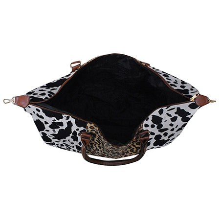 COW1151BLK-4.jpg !HOT DEAL! DEAL! Black Cow With Leopard Faux Fur Weekender Bag