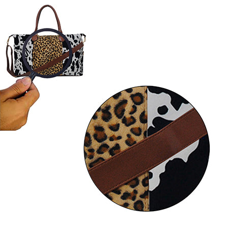 COW1151BLK-5.jpg !HOT DEAL! DEAL! Black Cow With Leopard Faux Fur Weekender Bag